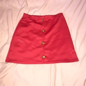 BooHoo Gold Button A-Line Red Skirt